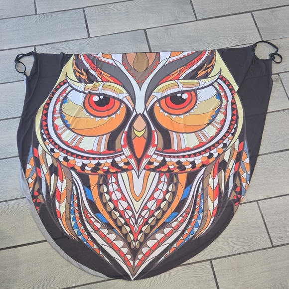 Source Unknown Other - Original‎ One-Size Colorful Owl Print Sheer Swim Cover-Up